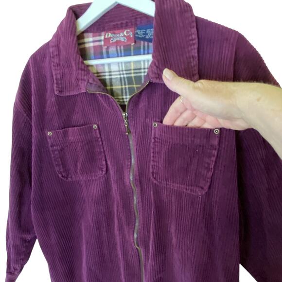Denim & Co. Shacket Jacket Women Large Plum Vtg Cotton Corduroy Full Zip Pockets - Picture 4 of 11